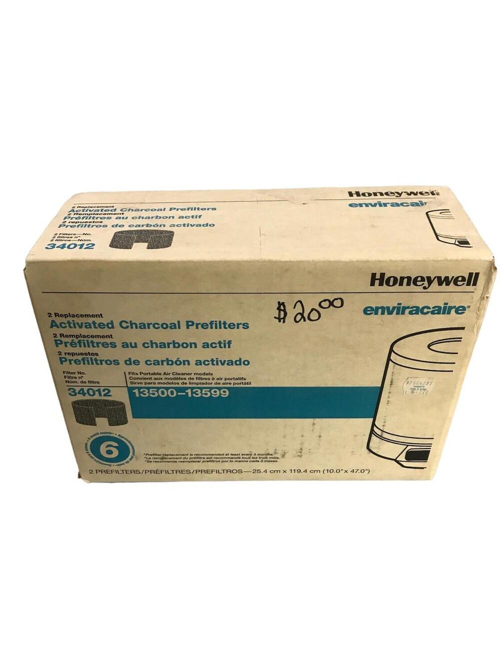 Honeywell Enviracaire Activated Charcoal Prefilters 2 pack New Old Stock 34012